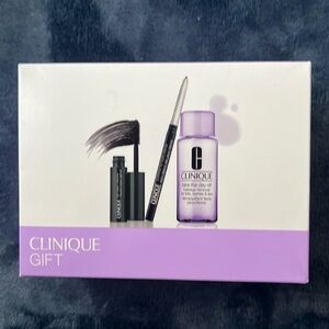 New NIB Clinique 3-piece Gift Set Makeup Remover, Quickliner Eye Liner, Mascara